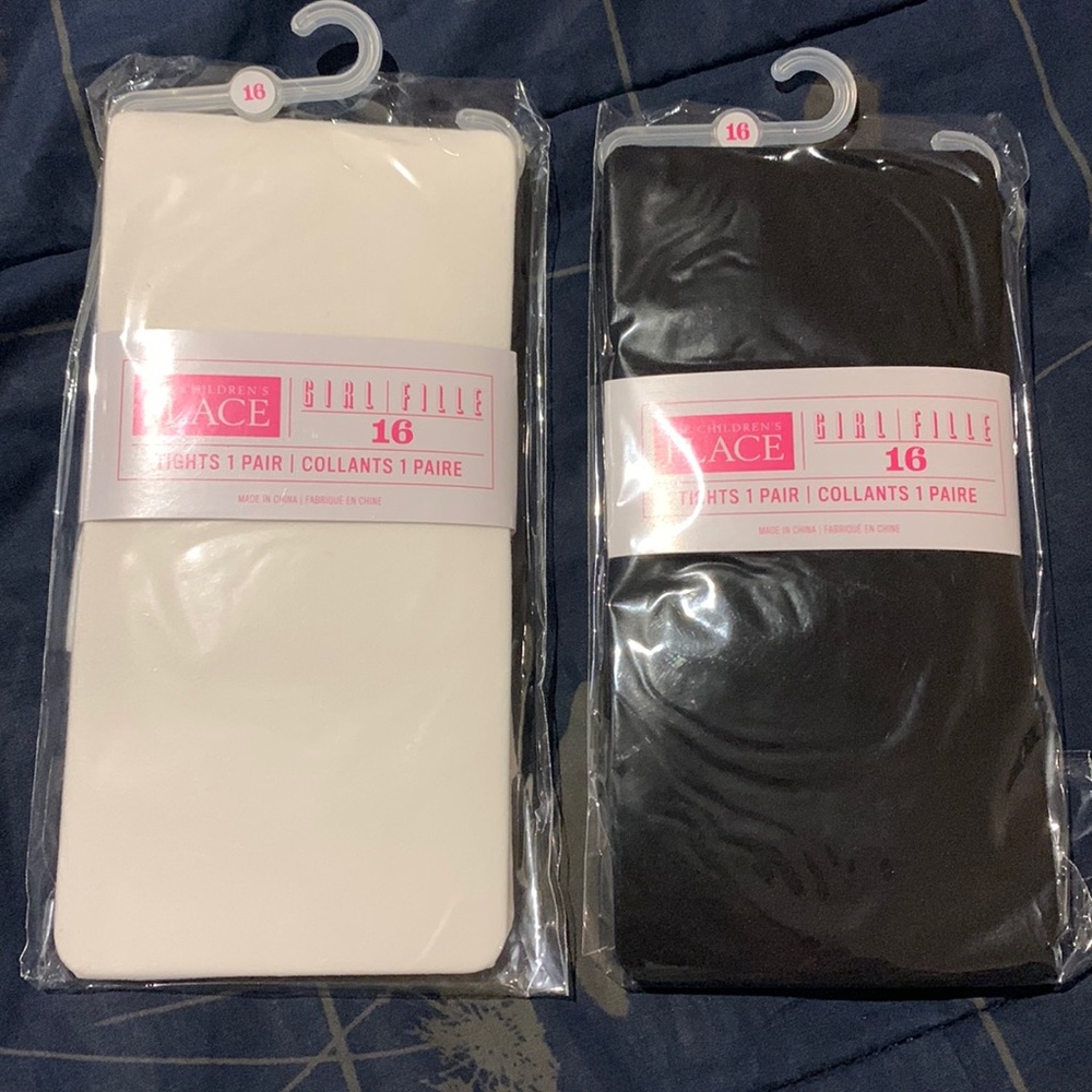 2 NWT in sealed Package Tights (Black & White) - size 16